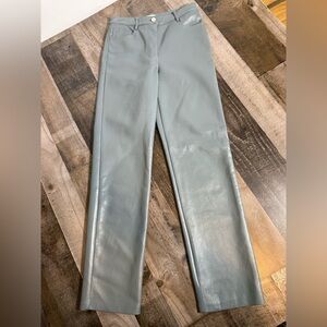 Wilfred Aritzia Vegan Leather Wide Leg Pants Sage Green Minimalist Chic 2